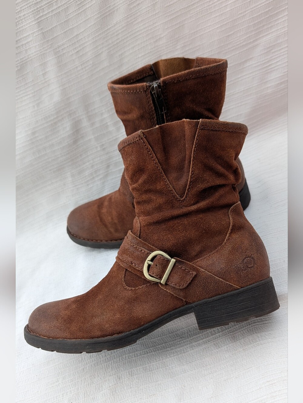 Born Brown Suede Lace-Up Buckle Ankle Boots Woman's  9 M